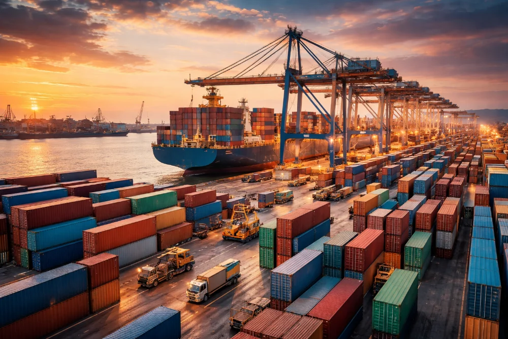Envio internacional de contêineres porta a porta